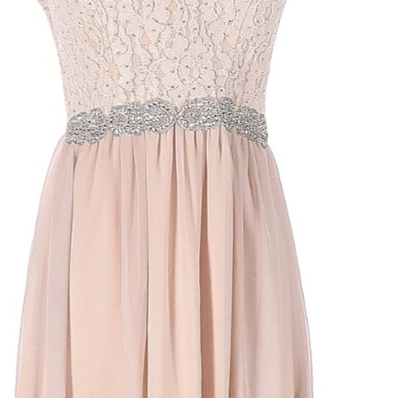 Strapless Blush Lace & Chiffon Formal Gown-  Bridal Wedding Pageant Prom - Picture 6 of 6
